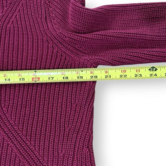Talbots Women’s Raspberry Mock Neck Cotton Chunky Pullover Sweater Size Medium - Picture 8 of 9